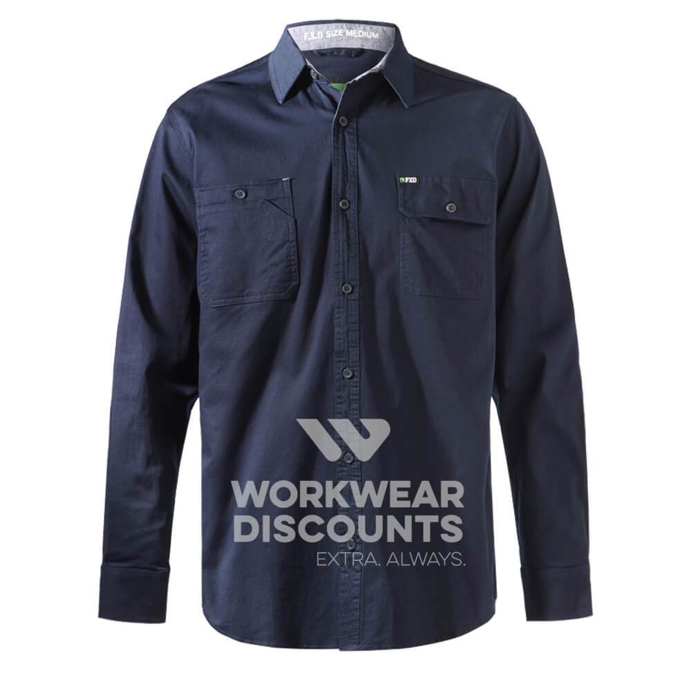 FXD LSH1 Stretch Cotton Work Shirt Long Sleeve Navy