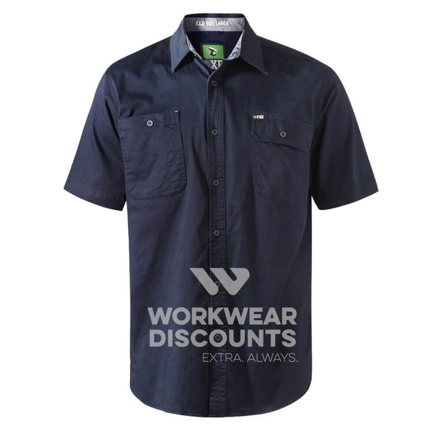 FXD SSH1 Stretch Cotton Work Shirt Short Sleeve Navy Front
