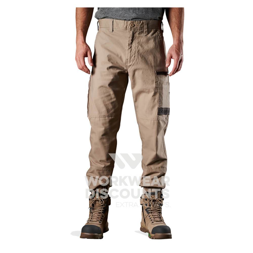 FXD WP4 360 Stretch Cuff Cotton Work Pants Khaki Front