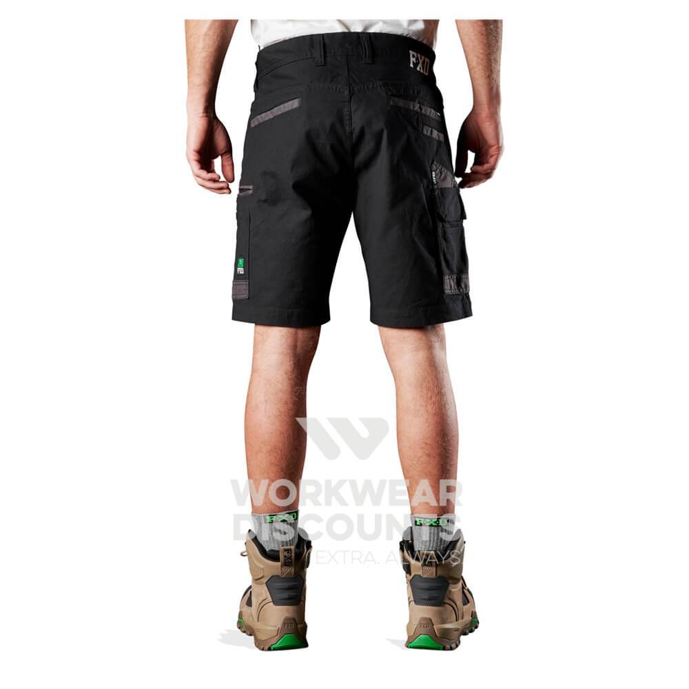 FXD WS3 Stretch Cotton Cargo Shorts Black Back