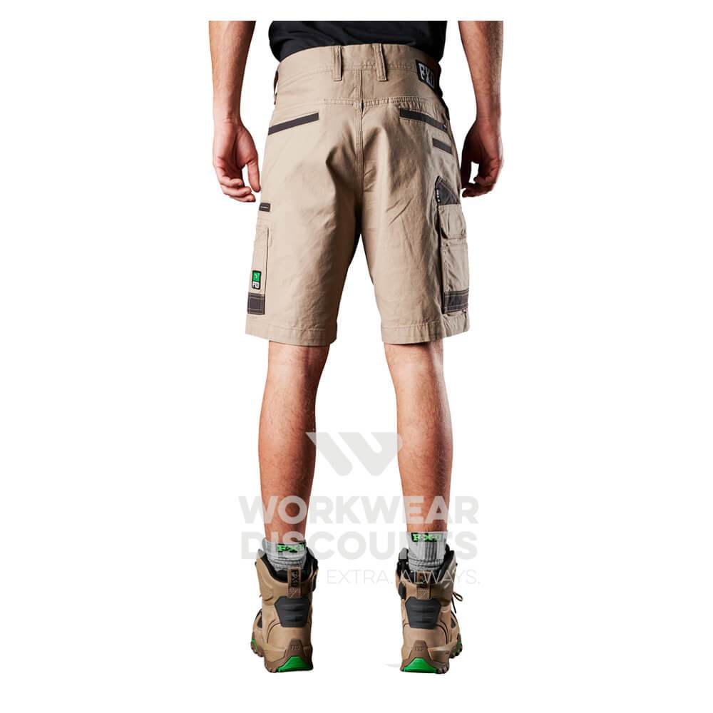 FXD WS3 Stretch Cotton Cargo Shorts Khaki Back