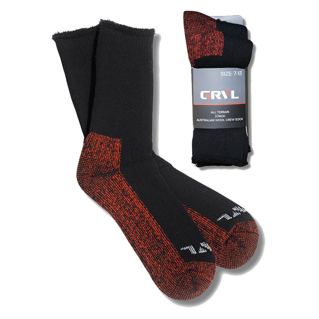 GRVL S1 All Terrain Aussie Wool Crew Socks - 3 Pack