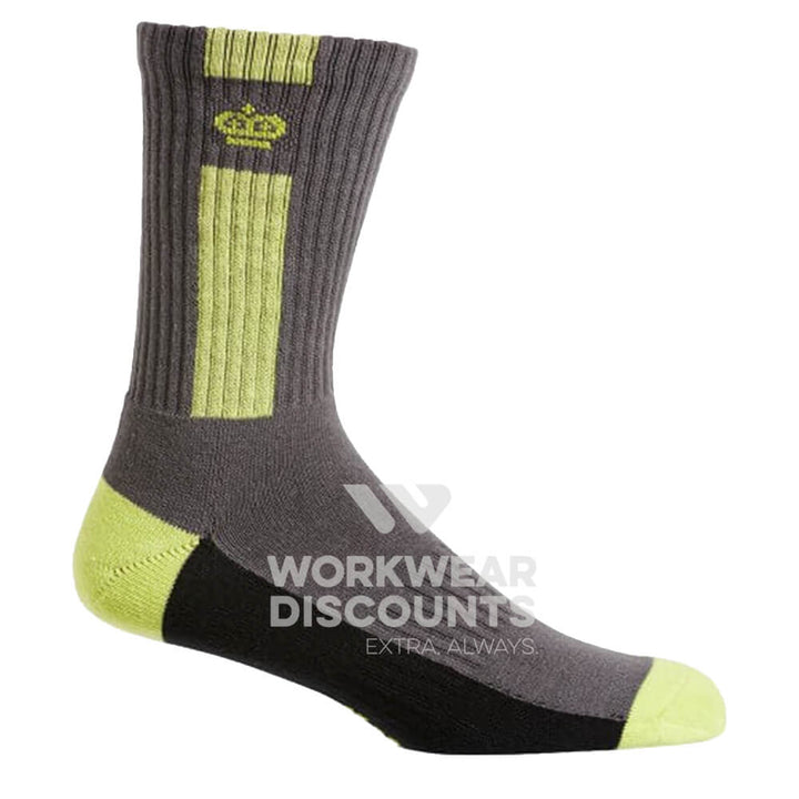 King Gee K09035 5 Pack Cotton Crew Socks Grey Lime