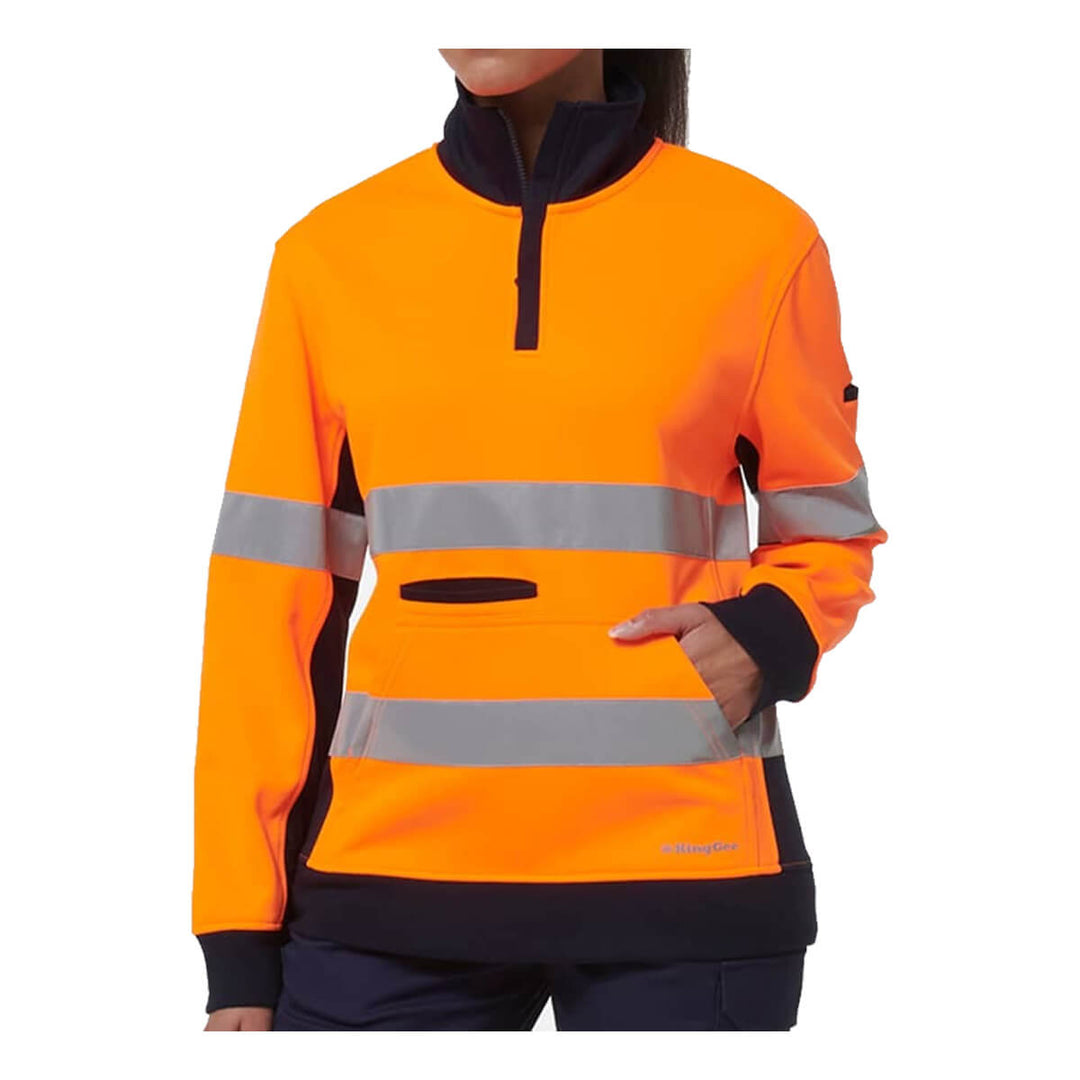 King Gee K45009 Women's Reflective Spliced 1/4 Zip Fleece