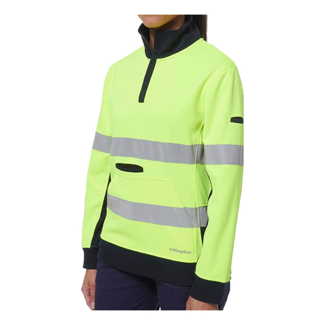 King Gee K45009 Women's Reflective Spliced 1/4 Zip Fleece