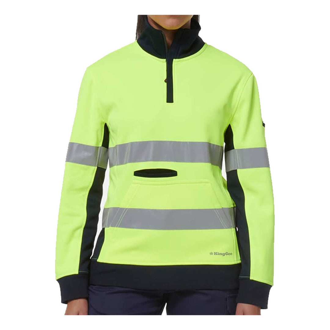 King Gee K45009 Women's Reflective Spliced 1/4 Zip Fleece