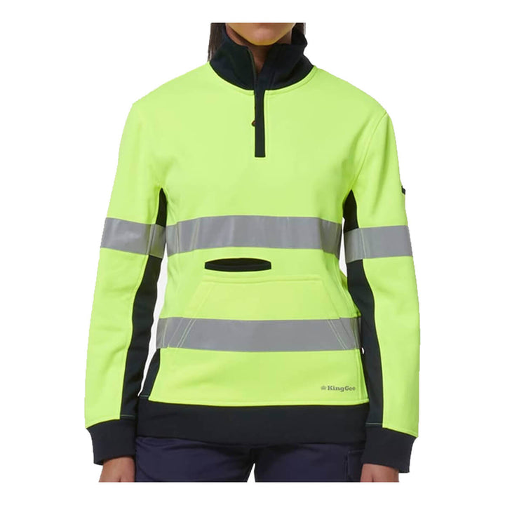 King Gee K45009 Women's Reflective Spliced 1/4 Zip Fleece