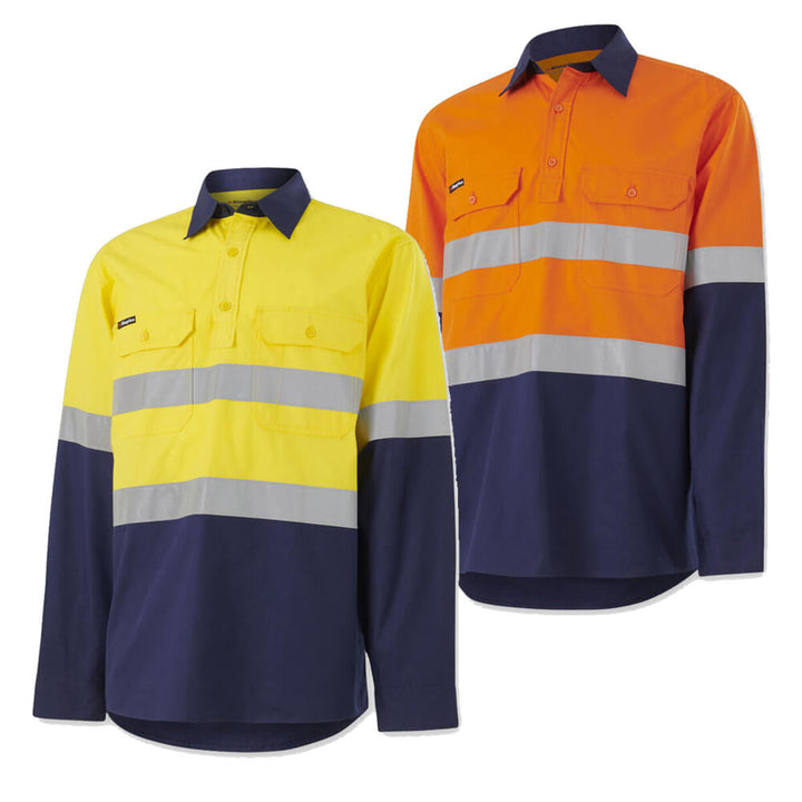 King Gee K54914 Workcool Vented Closed Front Spliced Shirt Taped Long Sleeve