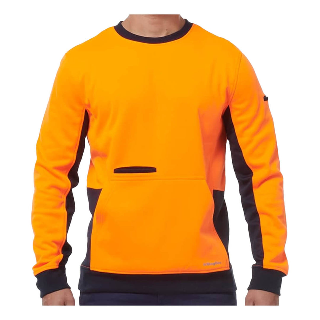 King Gee K55062 Hi Vis Spliced Crew Neck Fleece