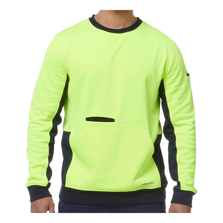 King Gee K55062 Hi Vis Spliced Crew Neck Fleece