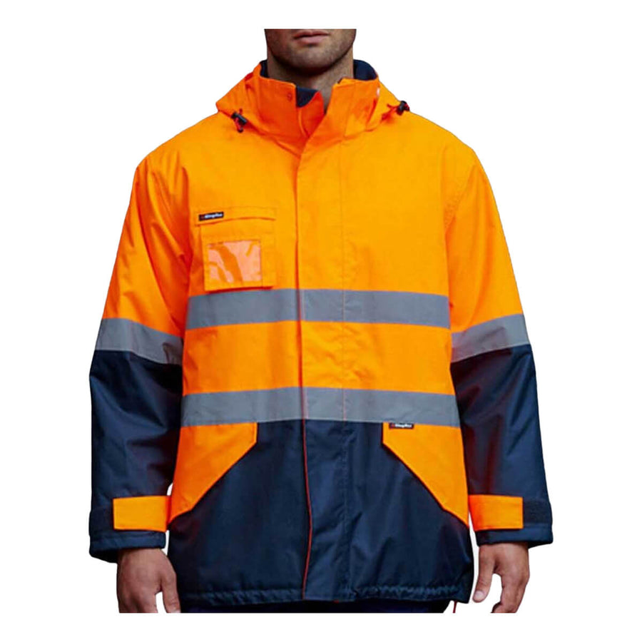 King Gee K55200 Originals Waterproof Hi-Vis Reflective Lightweight Jacket Orange Navy