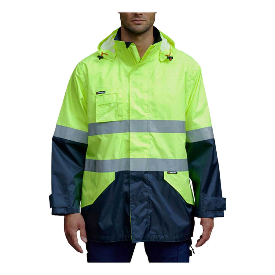 King Gee K55200 Originals Waterproof Hi-Vis Reflective Lightweight Jacket Yellow Navy View 1