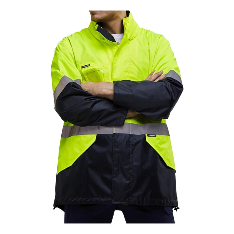 King Gee K55200 Originals Waterproof Hi-Vis Reflective Lightweight Jacket Yellow Navy View 2