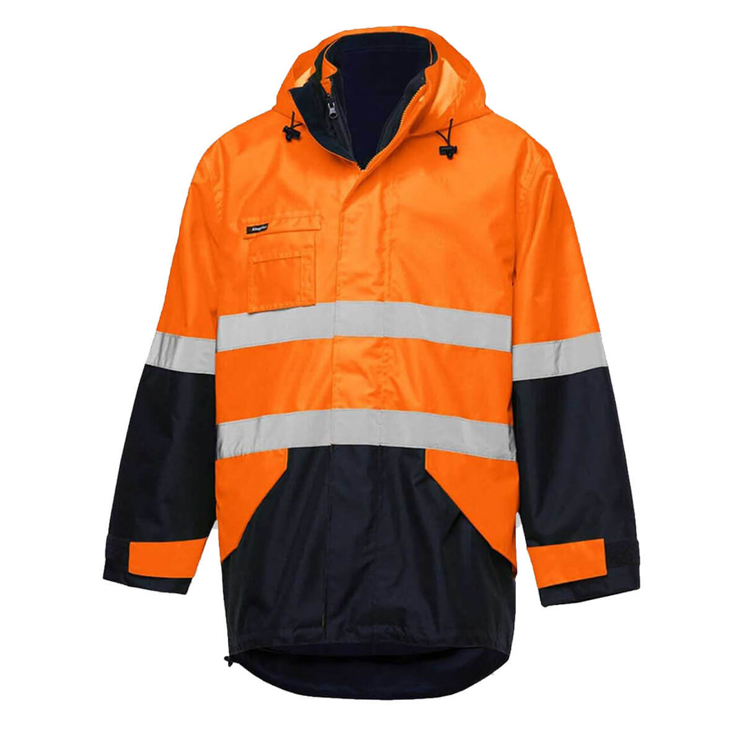 King Gee K55300 Reflective Spliced Insulated Vest Orange/Navy Front
