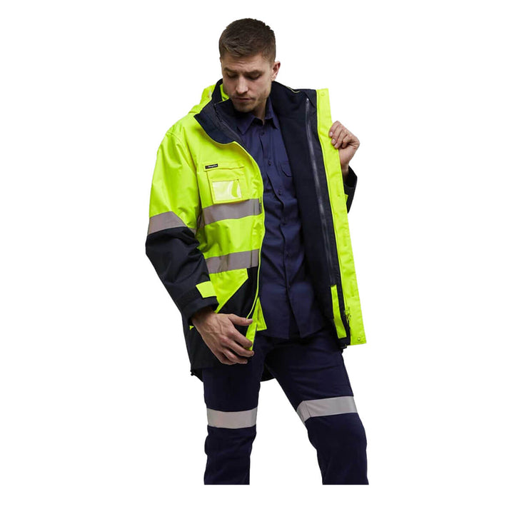 King Gee K55300 Reflective Spliced Insulated Vest Yellow/Navy View 2