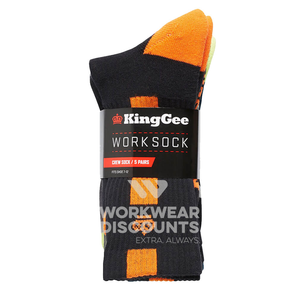 King Gee K09035 5 Pack Cotton Crew Socks 5 pack