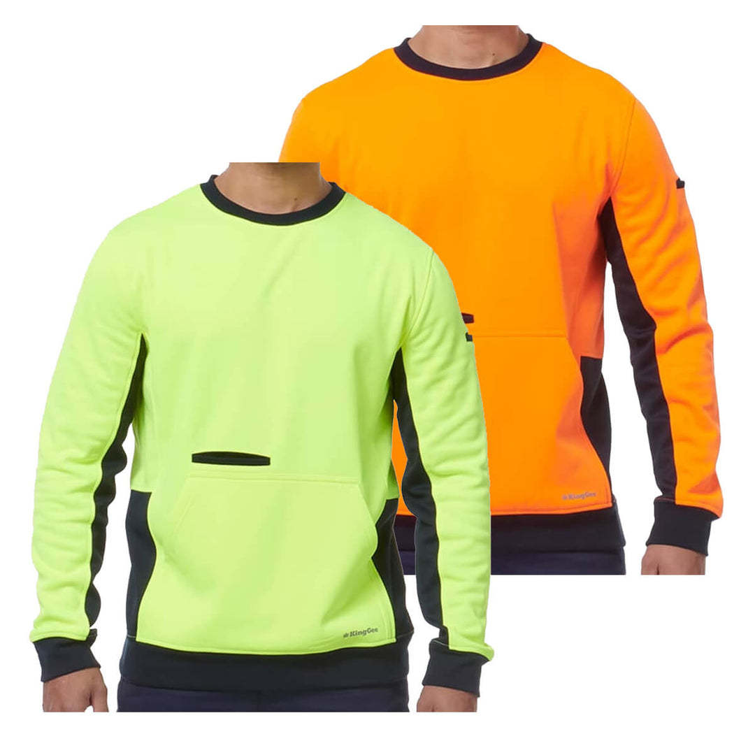 King Gee K55062 Hi Vis Spliced Crew Neck Fleece