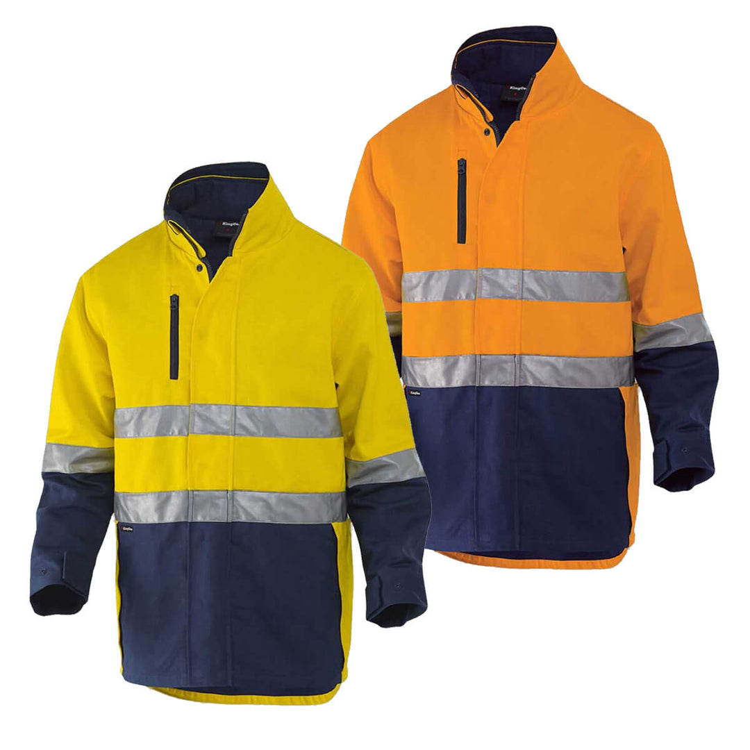 King Gee K55400 Originals 3 in 1 Hi-Vis Cotton Drill Reflective Work Jacket