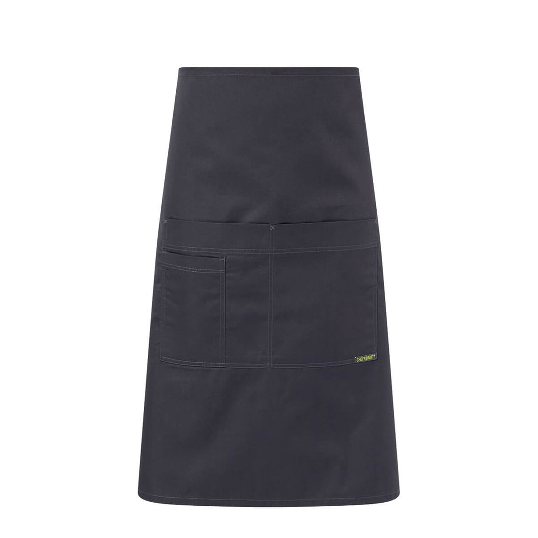 ChefsCraft CA032 Bistro 3/4 Apron With Pockets Charcoal