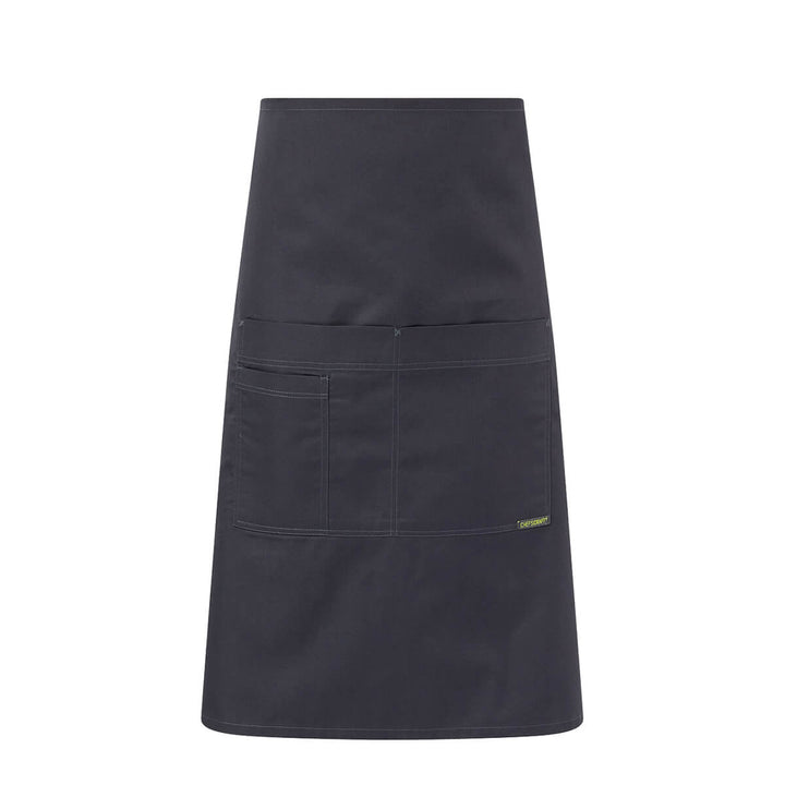 ChefsCraft CA032 Bistro 3/4 Apron With Pockets Charcoal