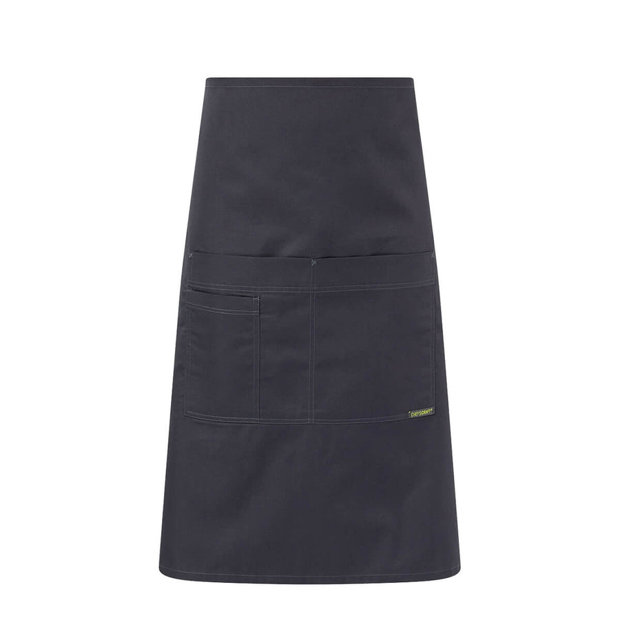 ChefsCraft CA032 Bistro 3/4 Apron With Pockets Charcoal