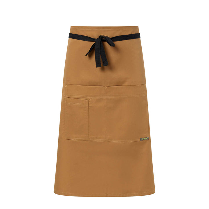 ChefsCraft CA032 Bistro 3/4 Apron With Pockets Cinnamon