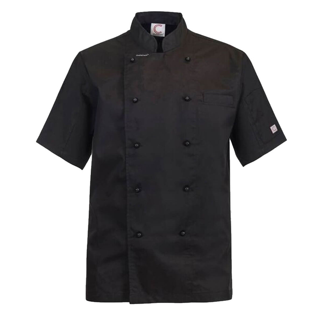 ChefsCraft CJ049 Chef Jacket - 155gsm Short Sleeve Black Back
