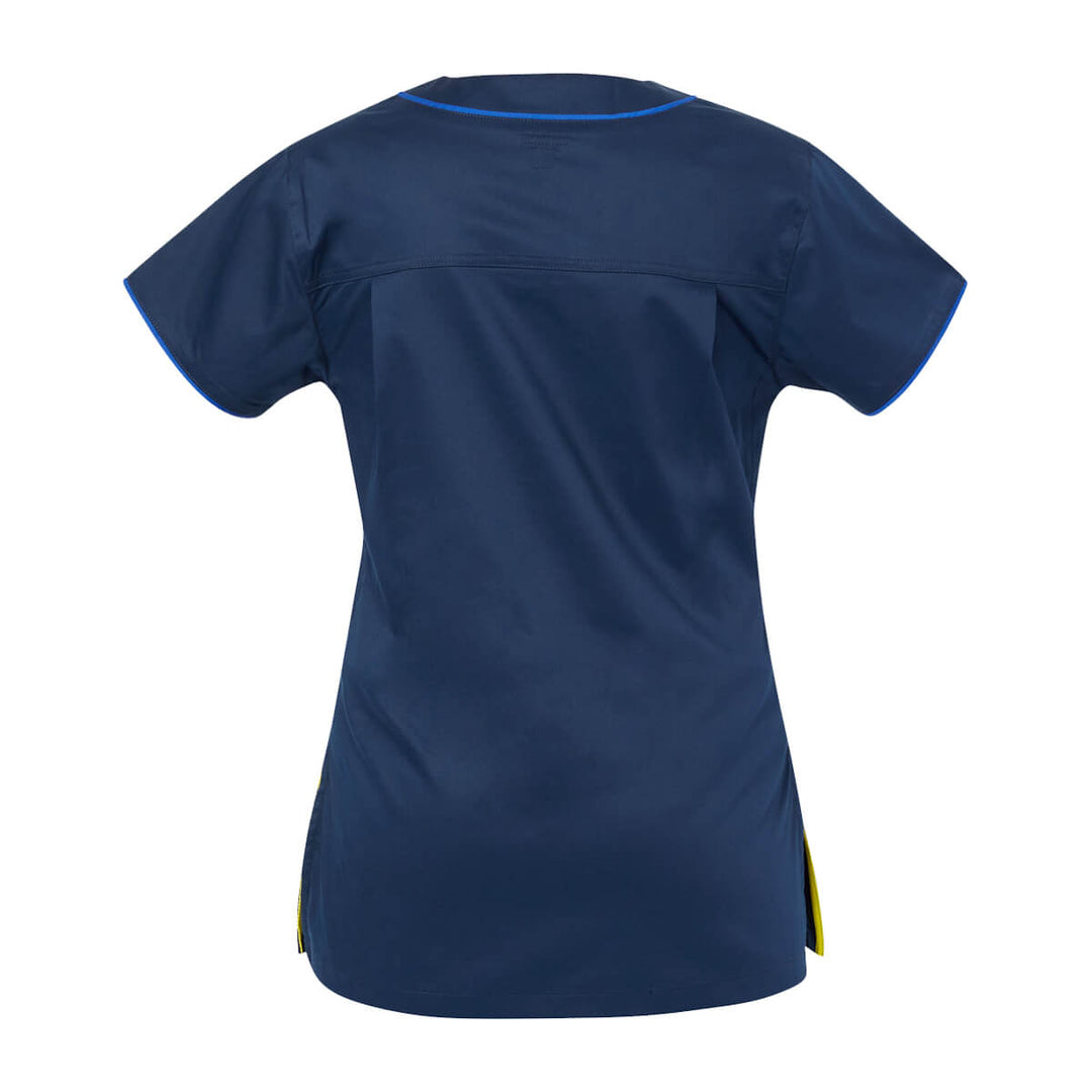 Medi8 M88026 Women’s Stretch Scrub Top Navy Blue Back View
