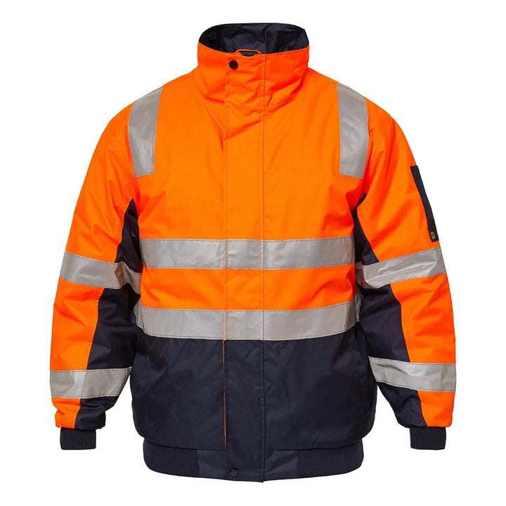 WorkCraft WW9011 Hi Vis Taped Bomber Jacket Orange/Navy Front