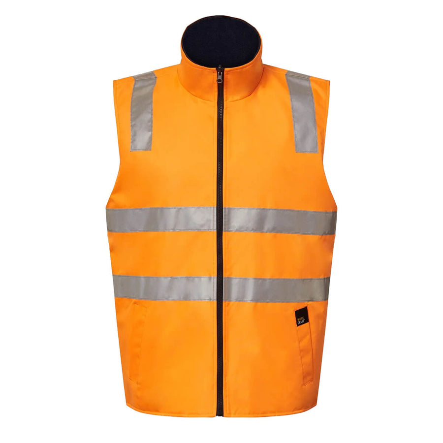 WorkCraft WW9021 Victorian Rail Hi Vis Taped Vest View 1