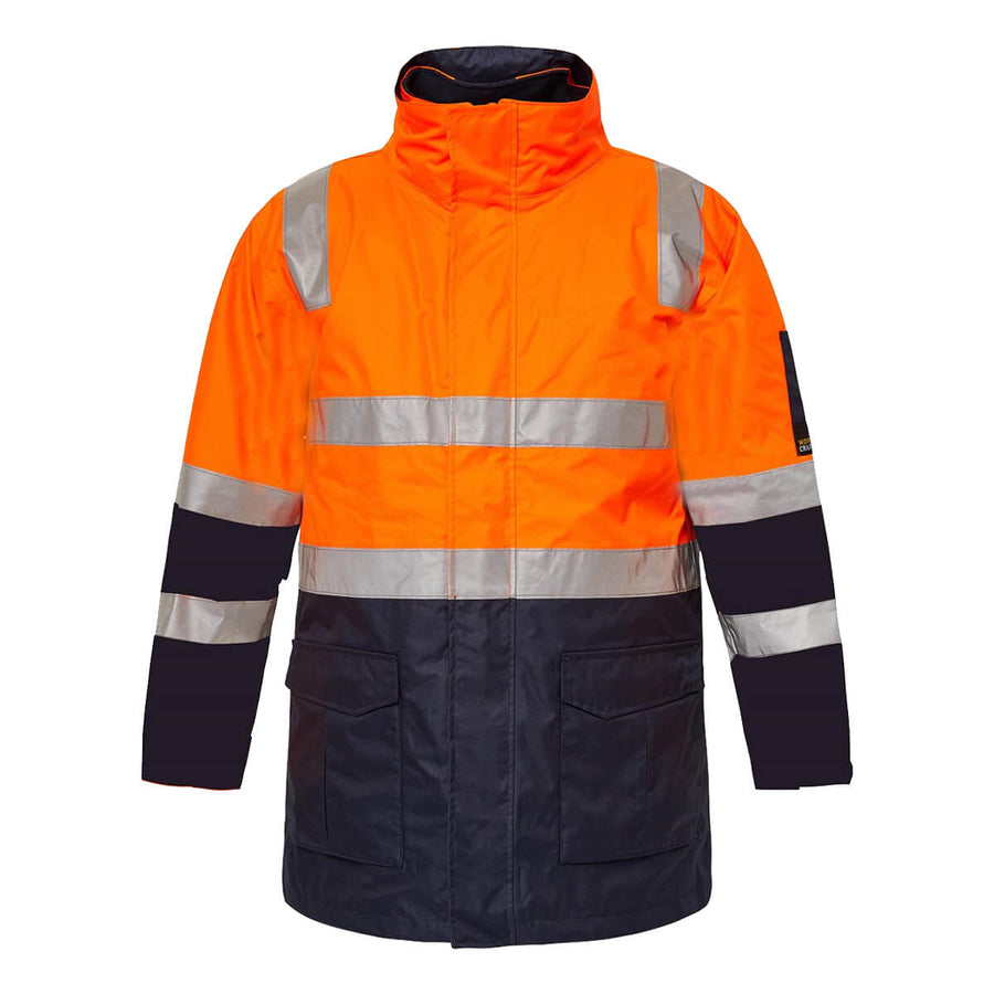 WorkCraft WW9032 Hi Vis 6 in 1 Jacket With Tape Orange/Navy View 1