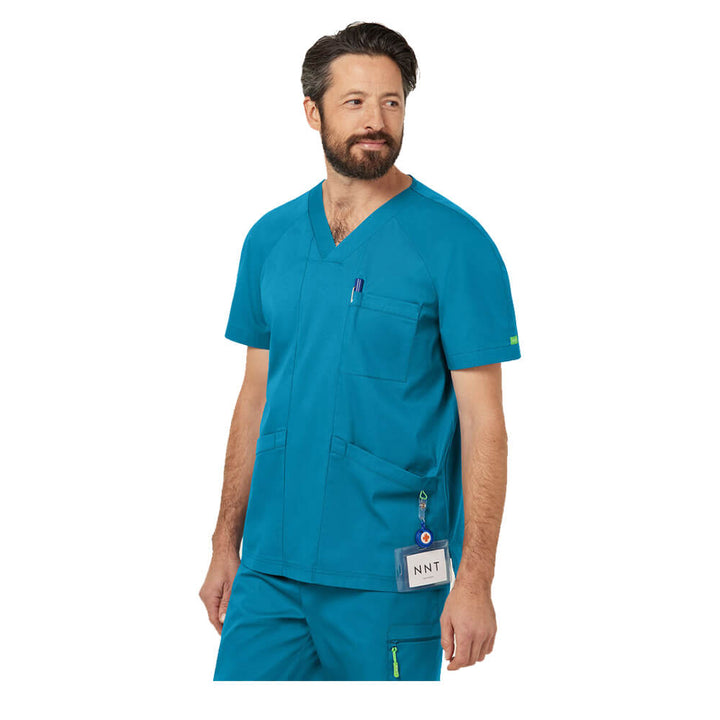 NNT Carl Next-Gen Antibacterial Unisex Scrub Top Teal on male