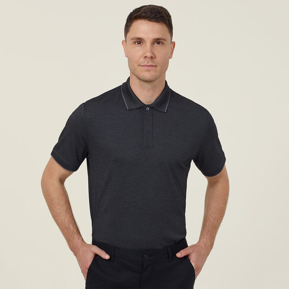 NNT CATJA4 Textured Short Sleeve Polo Blue