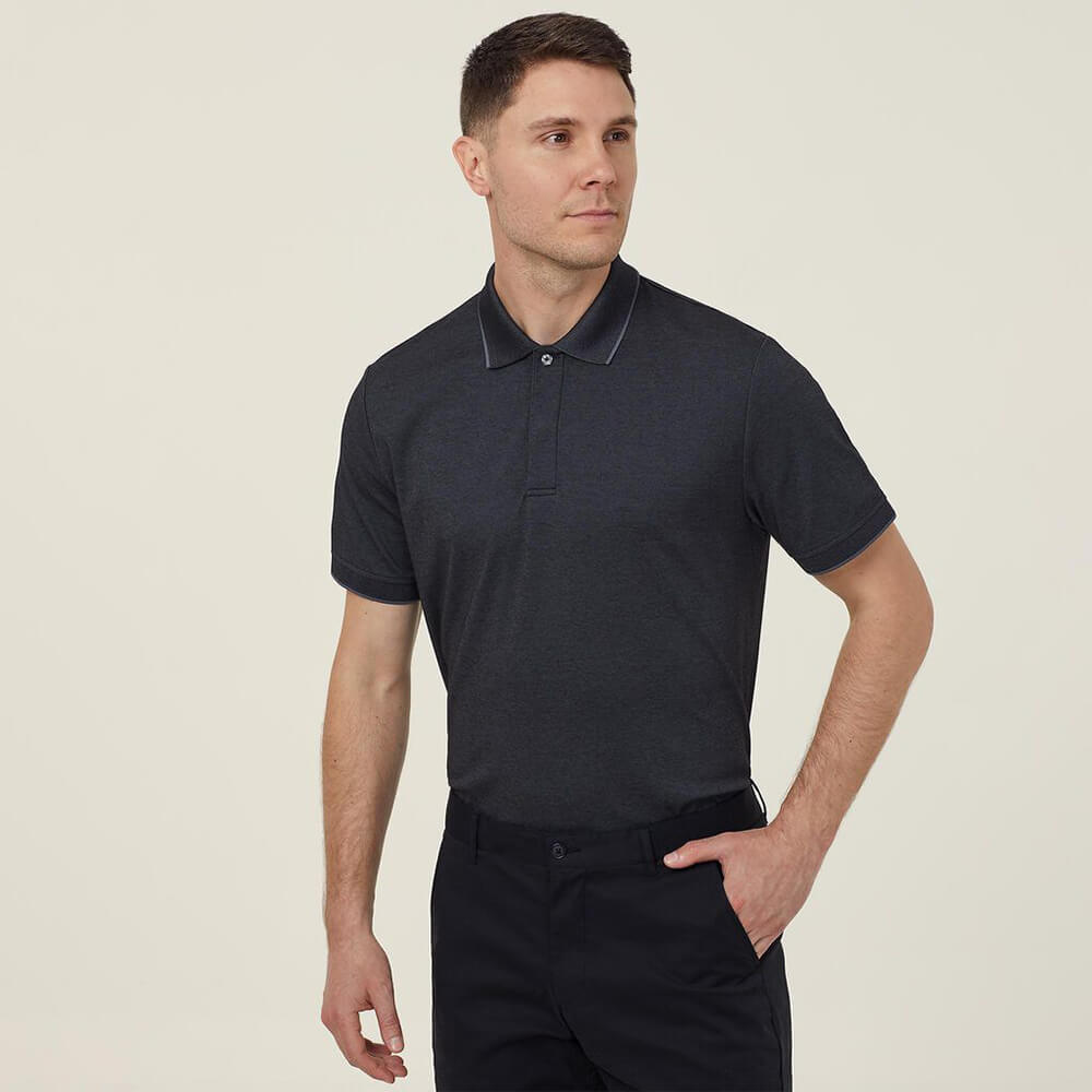 NNT CATJA4 Textured Short Sleeve Polo Blue