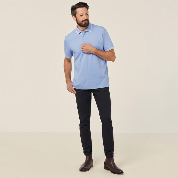 NNT CATJA4 Textured Short Sleeve Polo Blue