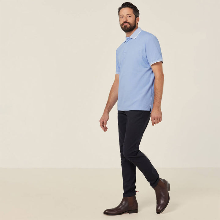 NNT CATJA4 Textured Short Sleeve Polo Blue
