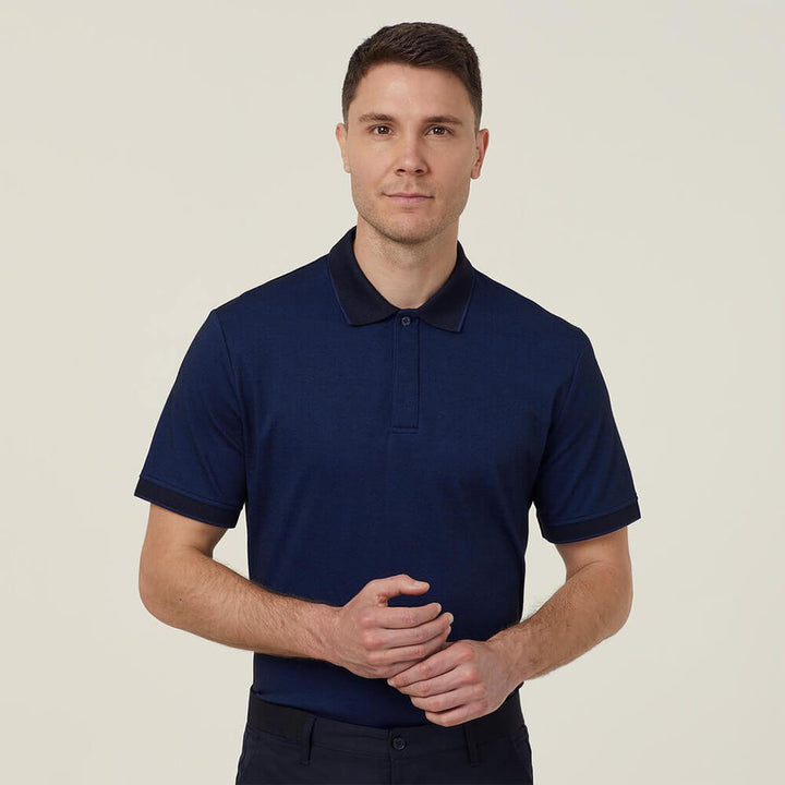 NNT CATJA4 Textured Short Sleeve Polo Blue