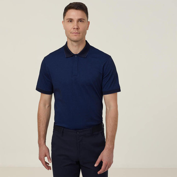 NNT CATJA4 Textured Short Sleeve Polo Navy