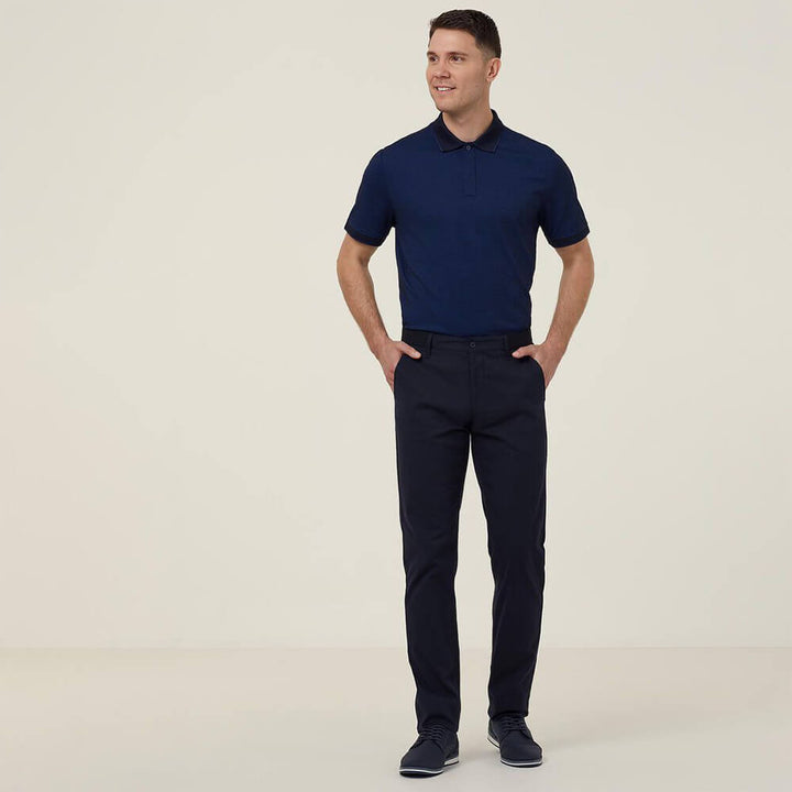 NNT CATJA4 Textured Short Sleeve Polo Blue
