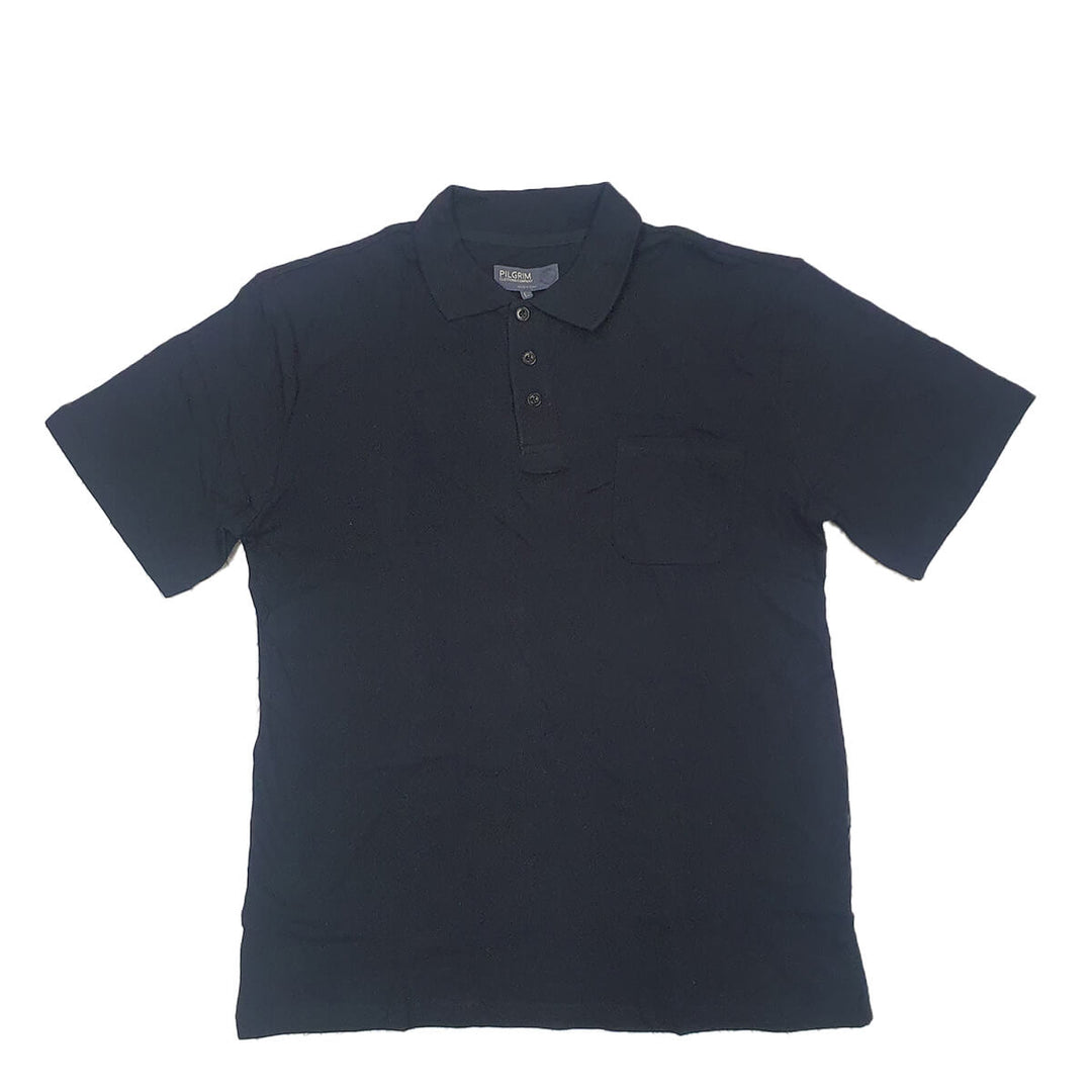 Pilgrim 1402 3 Button Cotton Polo Shirt Black