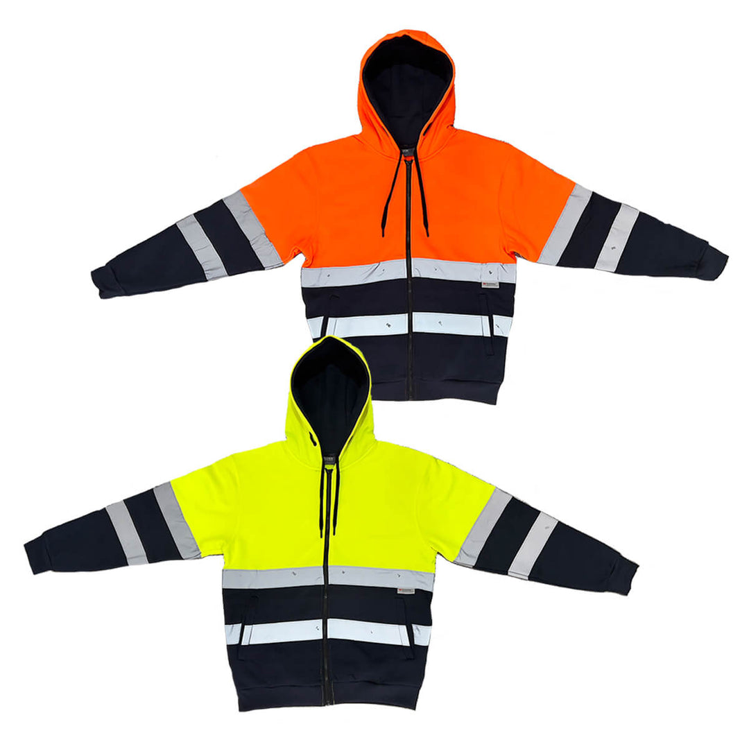 Pilgrim 4611 Mens Hi-Vis Taped Full Zip Hooded Top