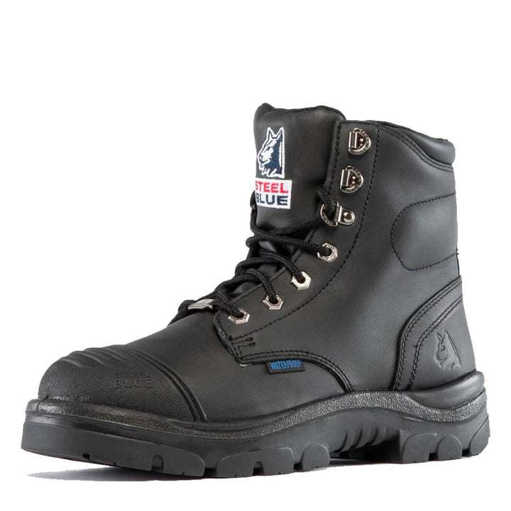 Steel Blue Argyle Waterproof Zip Side Boots Black View 3