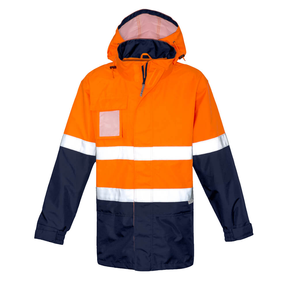 Syzmik ZJ357 Mens Hi Vis Ultralite Waterproof Jacket Orange Hood Up 