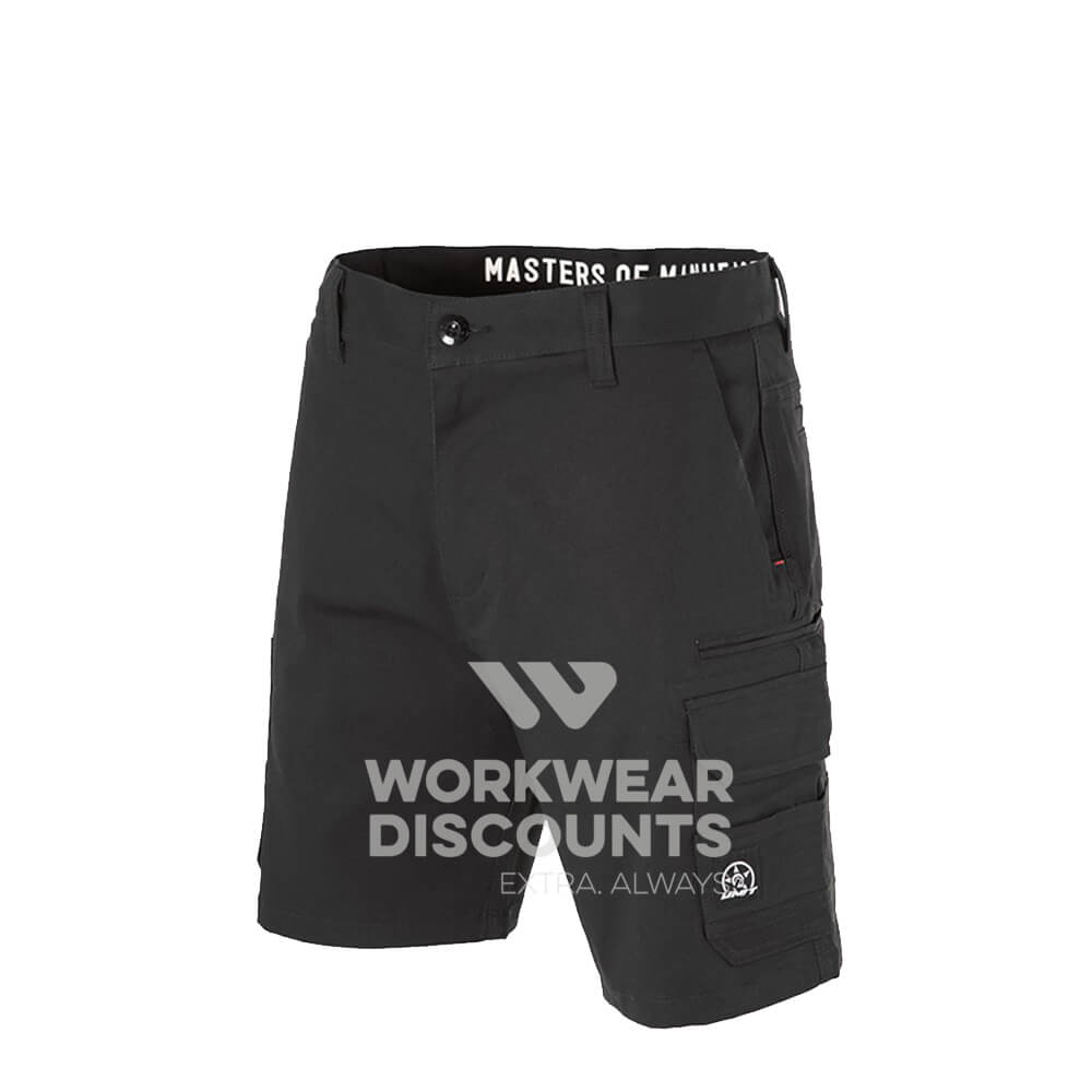 Unit Demolition Mens Cargo Work Shorts Black Front 