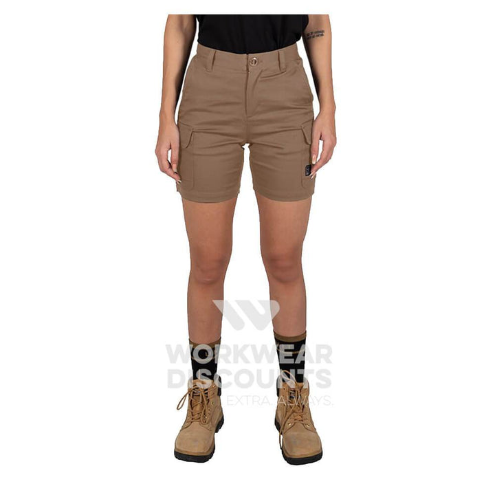 Unit Staple Ladies Cargo Shorts Khaki Front 