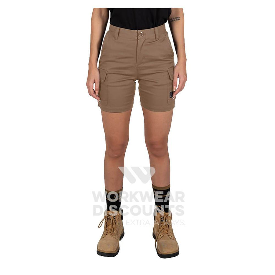 Unit Staple Ladies Cargo Shorts Khaki Front 