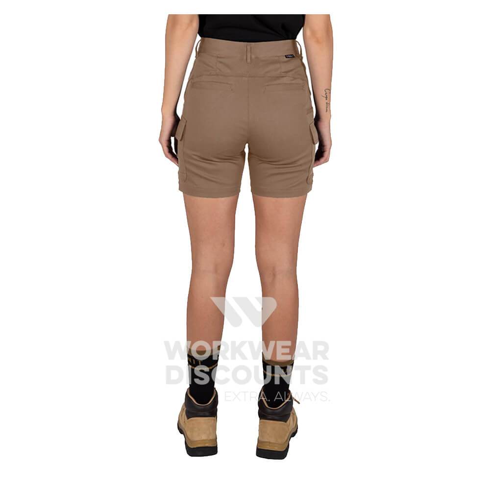 Unit Staple Ladies Cargo Shorts Khaki Back 
