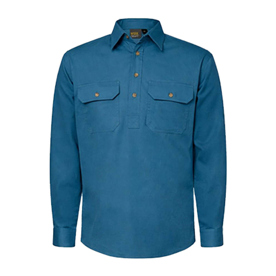 WorkCraft WS3029 Half Placket Shirt Long Sleeve Diesel Front