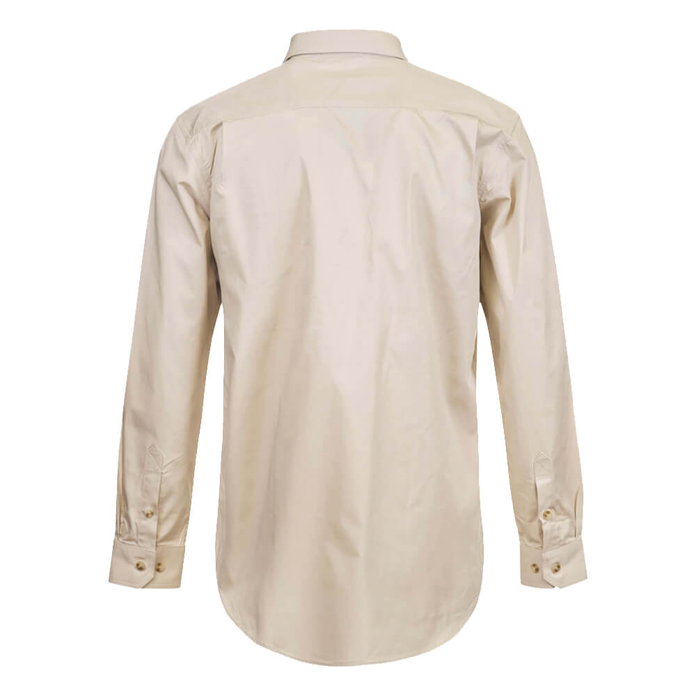 WorkCraft WS3029 Half Placket Shirt Long Sleeve Cream Back