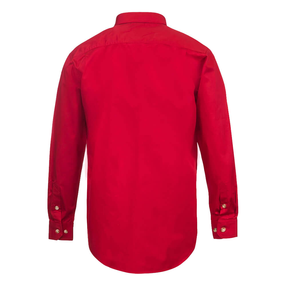 WorkCraft WS3029 Half Placket Shirt Long Sleeve Crimson Back